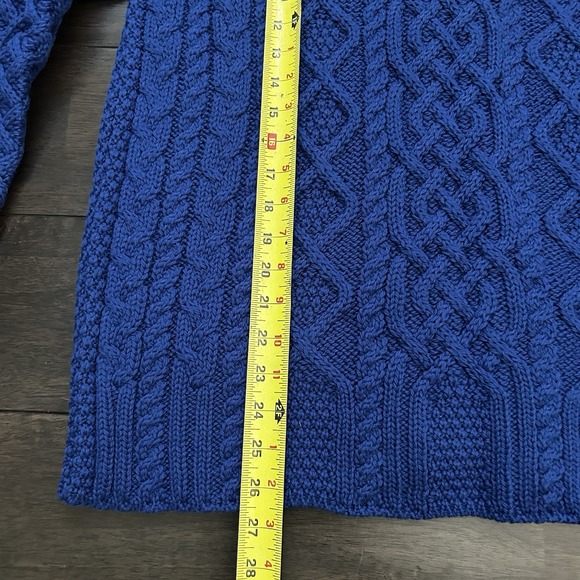 Aran Crafts Sweater Womens Medium Irish Cable Knit Button Front Cardigan Blue - Picture 9 of 12